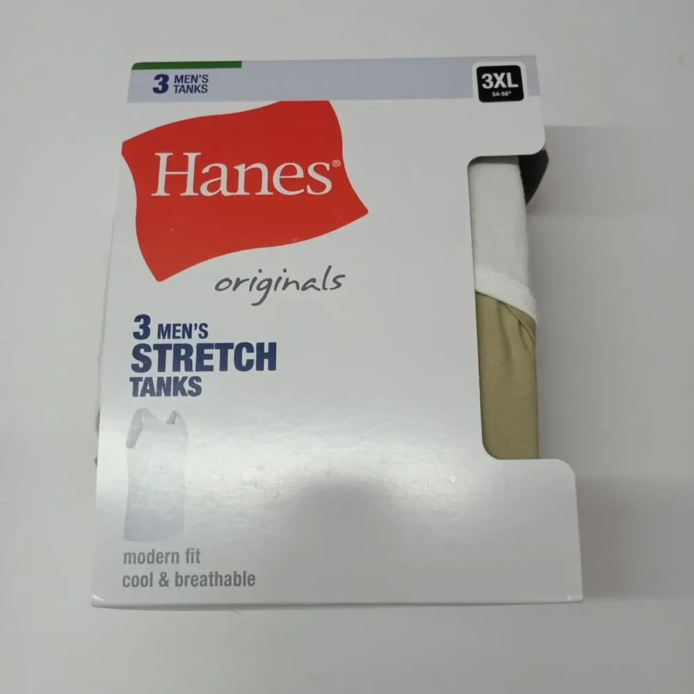 Hanes Originals Men's Size 3XL Moisture-Wicking Stretch Cool Tank Top 3 Pack